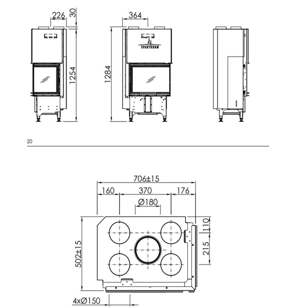 Spartherm Linear Corner 59x39x44 (liftdeur) - Afbeelding 3